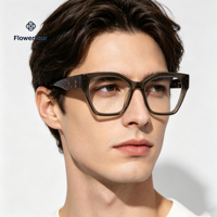 Lunettes de vue Flowerfour F2851 en acétate noir pour hommes et femmes, mode unisexe, lunettes vintage, monture optique à bordure complète, classiques et tendance
