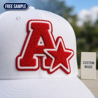 Patch en chenille étoile et alphabet 3D gonflé brodé thermocollant pour casquette de sport et sac à dos personnalisé