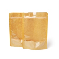 Bosheng 12x18,5cm Nouvelle Arrivée Sac en Papier Kraft Brun Recyclable Refermable avec Fermeture Ziplock et Grande Fenêtre pour Chocolat