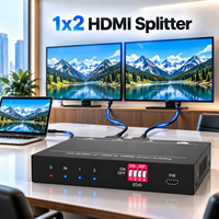 Répartiteur vidéo HDMI 2.0 1x2 avec mise à l'échelle 4K vers 1080p et mise à niveau du micro-firmware USB pour salle de contrôle et home cinéma