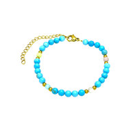Bracelet bleu turquoise en perles d'eau douce fait main, bijoux esthétiques pour femmes, vente en gros