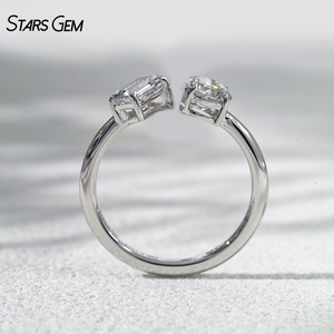 StarsGem Toietmoi Joyería Fina, Anillo de Oro Sólido de 10K con Diamante Cultivado en Laboratorio de Corte Pera Color E de 2.0ct/1.0ct/0.5ct, Engaste Clásico con Puntas - Product Image 4