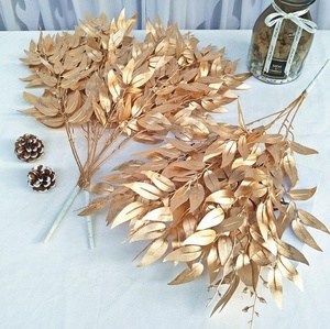 Vente chaude feuilles de saule artificielles dorées branches à vendre - Product Image 1