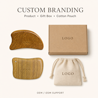 Outil Gua Sha en bois personnalisé vert et bois de santal doré pour massage du visage et du corps, planche de raclage, logo OEM, vente en gros, masseur de beauté pour spa