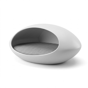 Glossy Egg Sculpture Cat Cave Minimalist Semi-open Cat <b>Bed</b> Washable Mat Indoor Living Room Decor Pet <b>House</b> - Product Image 3