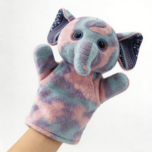 Marioneta de elefante personalizada con estampado en el interior de la oreja, marioneta de elefante de peluche para juegos de simulación, animal de peluche de coral suave. - Product Image 3