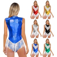 Vêtements de danse sur scène Body sans manches à franges pour paillettes Justaucorps Performance Wear Robe de danse latine Femmes