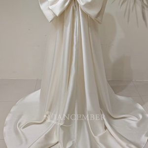LY158 Vestido de Novia Moderno Clásico Sin Tirantes de Encaje, Satén y Tul, Estilo Sirena, Largo, con Lentejuelas, Bordado Floral, Apliques de Cristal y Cola Capilla - Product Image 5