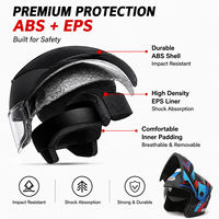 Casque de moto intégral homologué AWN DOT avec lumières LED, double visière, modulaire, rabattable, pour motocross, adulte, unisexe