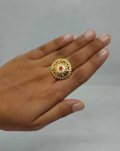 Exquisite Round Pink Crystal <b>Ring</b> Gold Plated Floral Halo <b>Cubic</b> <b>Zirconia</b> Statement <b>Ring</b> Ethnic Fashion Wholesale Jewelry - Product Image 2