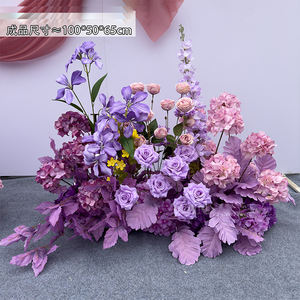 Dekorasi Pernikahan Rangkaian Bunga Sutra Ungu Kustom, Hiasan Bunga Buatan untuk Dekorasi Rumah, Ruangan, Pesta, dan Acara - Product Image 5