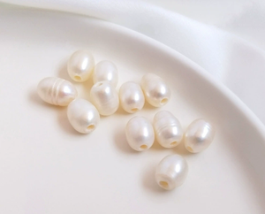 Natural 3-4mm Blanco/Rosa/Púrpura Barroco Perla de agua dulce Hilo Perforado lateral Corto 7 \ "Cadena Perlas sueltas - Product Image 2