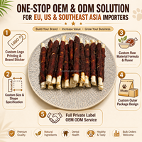 Venta al por mayor de palitos de carne de pato con fibra de calcio, aprobados por la FDA, ricos en proteínas, sin cereales, secados a baja temperatura, golosinas dentales para perros, OEM, ODM, personalizados