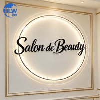Lettres murales LED pour studio, logo de studio, enseigne murale en acrylique, signalétique de logo, conception de lettres lumineuses rondes pour devanture de magasin