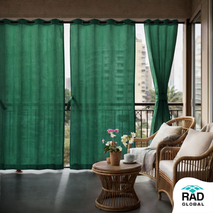Midnight Green Eyelet Outdoor <b>Curtains</b> 180 GSM with Rich Deep Green Tones and Elegant Light Filtering Fabric for Premium Balcony - Product Image 2