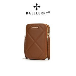 Baellerry Women's Phone Bag 7 Inch Vertical <b>Square</b> Zipper Portable Shoulder Crossbody Bag Brown - Product Image 1
