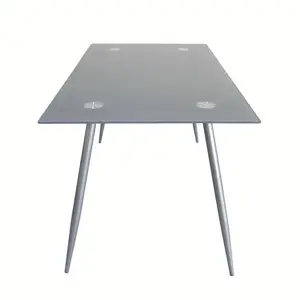 现代长120*80 130*75黑色玻璃顶部钢化玻璃餐桌长方形餐桌客厅玻璃餐桌