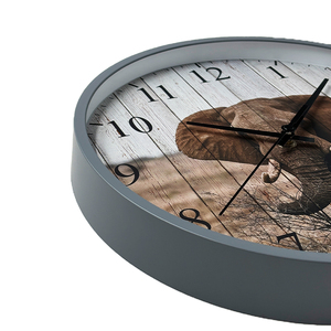 Dễ thương động vật voi đồng hồ treo tường động vật thiết kế tùy chỉnh nhựa đồng hồ treo tường hiện đại Vòng im lặng trẻ em Đồng hồ trang trí - Product Image 3