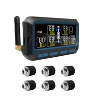 Alarm tekanan ban, nirkabel Solar Digital LCD Alarm sistem monitor tekanan ban (TPMS) untuk truk RV 6 sensor eksternal