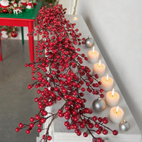 Guirlande de Noël artificielle aux baies rouges pour arbre, cheminée, porte, maison, extérieur, jardin, décoration de fête