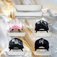 Gorra de Béisbol con Diamantes de Imitación G5 Envío Rápido Moda Unisex Logotipo Bordado 3D 14 Gorra de 5 Paneles Visera de Gamuza Enlace Satinado para Exteriores
