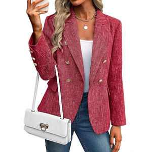 Blazer Elegante <span class=keywords><strong>para</strong></span> <span class=keywords><strong>Mujer</strong></span>, Corte Entallado, Tejido de Poliéster, Cierre Cruzado con Botones, Manga Larga, Estilo Formal <span class=keywords><strong>para</strong></span> <span class=keywords><strong>Oficina</strong></span> - Product Image 5