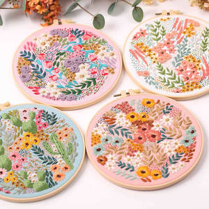 D&D Punch Needle Diy Embroidery Kit Sewing Kit Notions for Beginners Needlework Tools With Mini Wild Flower Patterns
