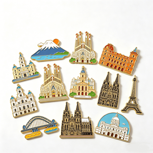 Aimant de réfrigérateur personnalisé en alliage de zinc, aimant de réfrigérateur 3D en émail avec monument de ville, souvenir de voyage, décoration de la maison, cadeau - Product Image 2