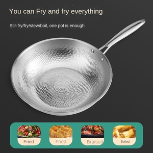 Klassiek Ontwerp Puur Titanium Wok Handgemaakte Hamerpatroon Ijzeren Pan Met Antiaanbaklaag Ongecoate Pan Titanium Kookgerei Set - Product Image 4