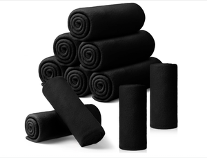 بطانيات دافئة ناعمة محبوكة من الصوف، بطانيات خفيفة الوزن ومريحة للمنزل والسرير والأريكة، هدايا للزفاف والسفر، باللون الأسود لجميع الفصول - Product Image 1