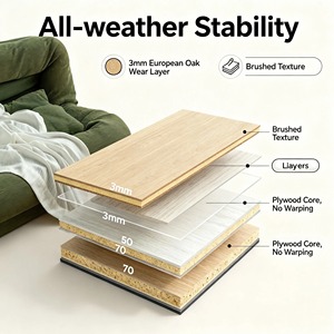 Suelo de Madera Compuesta de 3 Capas de Alta Calidad, Roble Blanco para Exteriores, <span class=keywords><strong>Precio</strong></span> de Fábrica Directo al por Mayor - Product Image 4