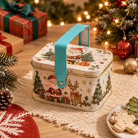 Boîte en métal rectangulaire alimentaire personnalisable pour Noël, idéale pour confiseries, biscuits et cadeaux de fête