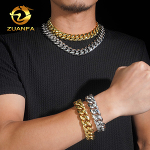 <span class=keywords><strong>Catena</strong></span> <span class=keywords><strong>Cubana</strong></span> Hip Hop da 6mm a 18mm in <span class=keywords><strong>Acciaio</strong></span> Inossidabile 316L, con Chiusura Iced Out in Moissanite VVS Argento 925, Gioielli Miami - Product Image 2