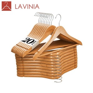 Percha de Madera LAVINIA Multiusos para Ropa, Bolsas, Zapatos y Pantalones para Cocina, Armario y Hogar, Hecha de Madera, Tela y Metal - Product Image 1