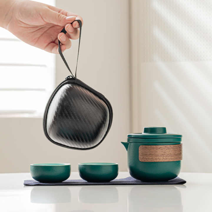 Travel Tea Set - Portable Ceramic Teapot & Cups for Camping
