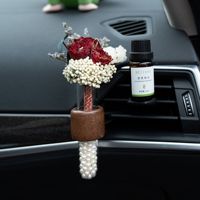 Vas Bunga Hidroponik Tabung Kaca Sederhana dari Kayu Solid dengan Klip Ventilasi Mobil, Logo Dapat Disesuaikan, Dekorasi Tanaman untuk Lubang Udara Mobil