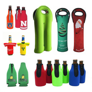 Neoprene Beer Bottle <b>Cooler</b> Insulated Holder With Zipper Novelty Design Multi Color Options For - Product Image 1