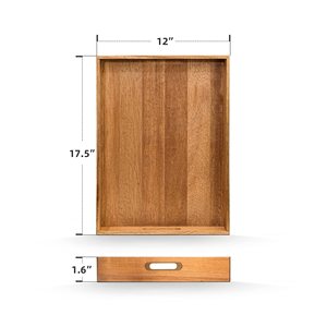 Plateau en bois d'acacia avec poignées, plateau rectangulaire pour servir, pour la maison, la salle à manger, la présentation des fruits - Product Image 2