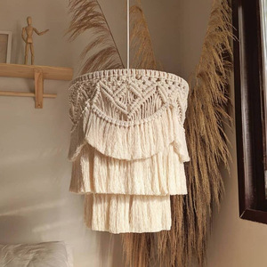 Envío Directo, Decoración Ecológica de Algodón, <span class=keywords><strong>Adornos</strong></span> Colgantes de Macramé Tejidos a Mano, Pantalla de Lámpara Ligera, Decoración del Hogar - Product Image 1
