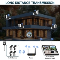 Système de caméra de sécurité solaire miniature 4CH sans fil pour extérieur avec NVR sans fil intégré et écran de surveillance - Système de caméra solaire