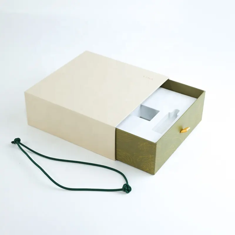 Brand News Goldfolie Logo Leder papier Geschenk verpackung Schiebe schublade Papier box