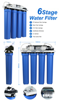 Filtre à eau pour toute la maison 6 étapes 20 pouces Big Blue, boîtier de filtre bleu avec cadre de support, remplacement facile des cartouches