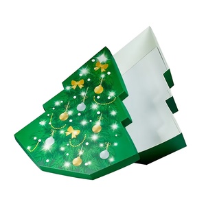 High Quality Custom Printing <b>Christmas</b> Tree Shape Gift Packaging Rigid <b>Box</b> with Ribbon - Product Image 3