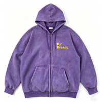 Sweat à capuche surdimensionné brodé personnalisé pour femme, style preppy, couleur unie délavée à l'acide, streetwear, pur coton, vintage Xuanzhige