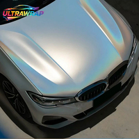 Ultrawrap Factory Wholesale PET HD Satin Holographic White Car Wrap Vinyl One Full Roll Size 1.52X17M/5X59FT