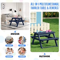Ensemble table et chaises de pique-nique pour enfants en plastique HDPE, résistant aux intempéries, écologique, mobilier d'extérieur pour patio, ferme, cour