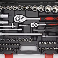 Prêt à expédier – Kit de 82 outils de réparation automobile et domestique : jeu de douilles, poignée à cliquet, rallonges, poignée rotative, clé hexagonale