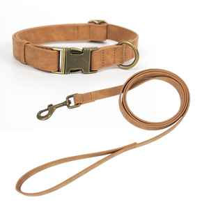 Custom Retro Vintage Suede Leather Dog Leash <b>Collar</b> Set Durable Cortex Material Pet <b>Collar</b> with Quick Release Buckle Closure - Product Image 3