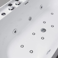 Bañera de Hidromasaje Independiente con Certificación CE, 18 Jets, Burbujas de Aire, Cascada, Bluetooth, Luces LED Blancas y Negras para Baño, Hotel, Spa