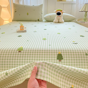 Simple Plant Pattern Cotton Bed Sheet Set 3 Pcs Cooling Home Use - Product Image 3